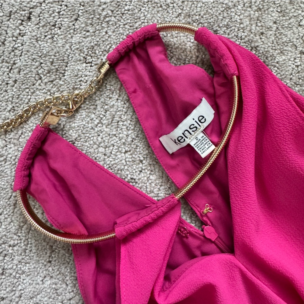 Kensie Snake Chain Pink Asymmetrical Party Dress - Picture 10 of 16